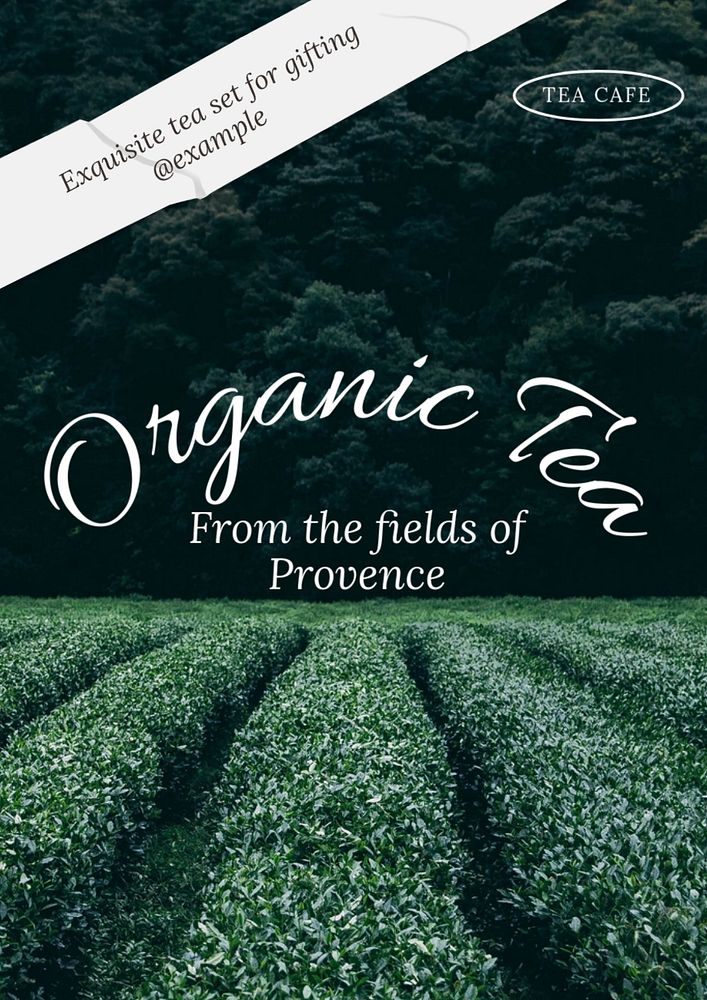 Organic tea poster template, editable text & design