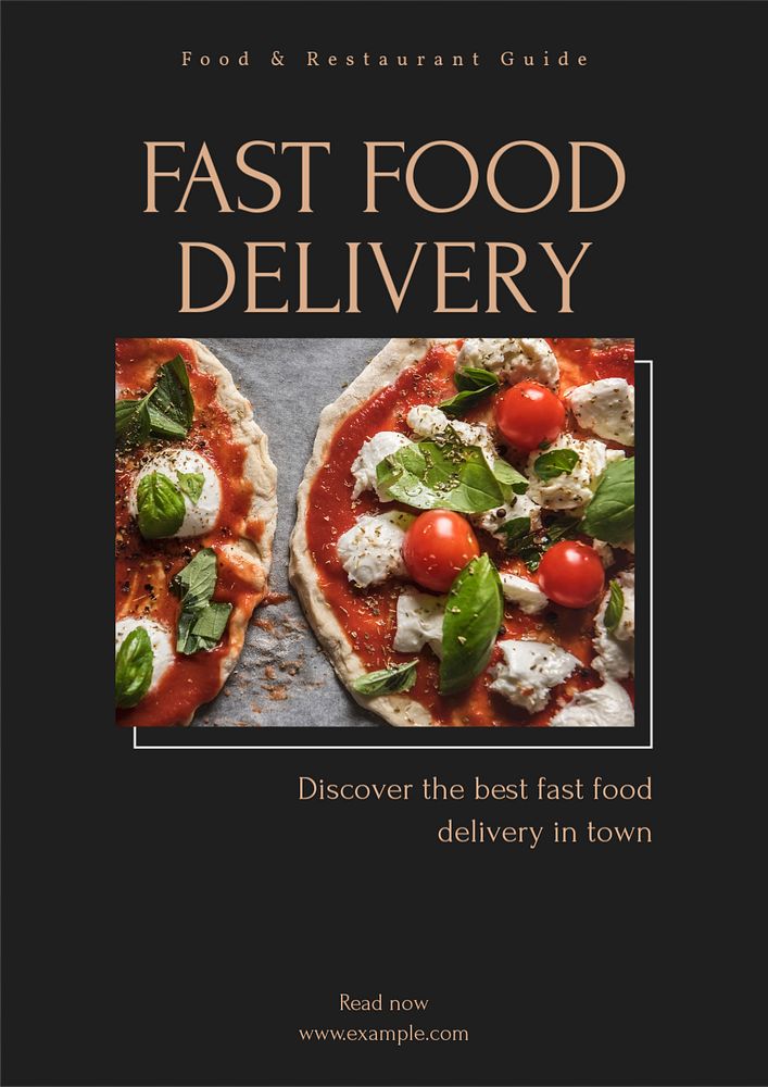 Fast food delivery poster template, editable text & design