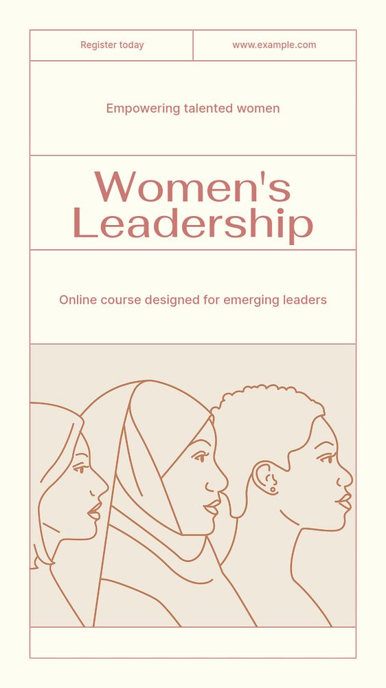 Women's leadership course social story template, editable Instagram design