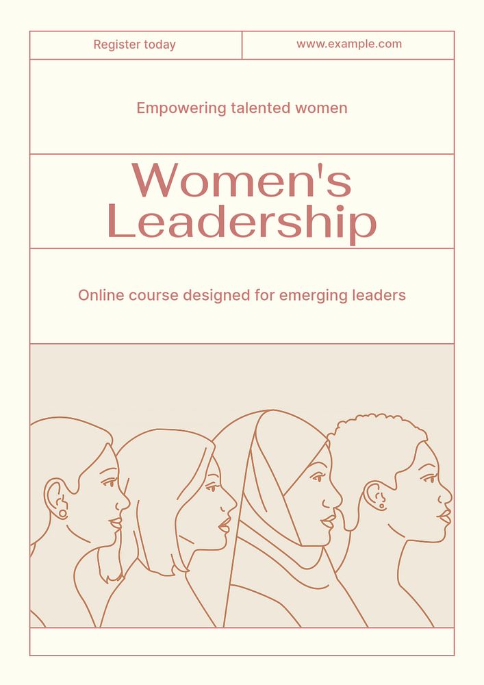 Women's leadership course poster template, editable text & design