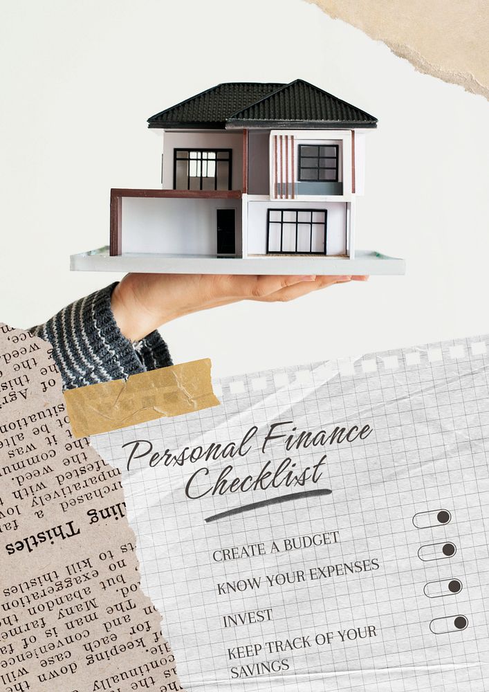 Personal finance checklist poster template, editable text & design