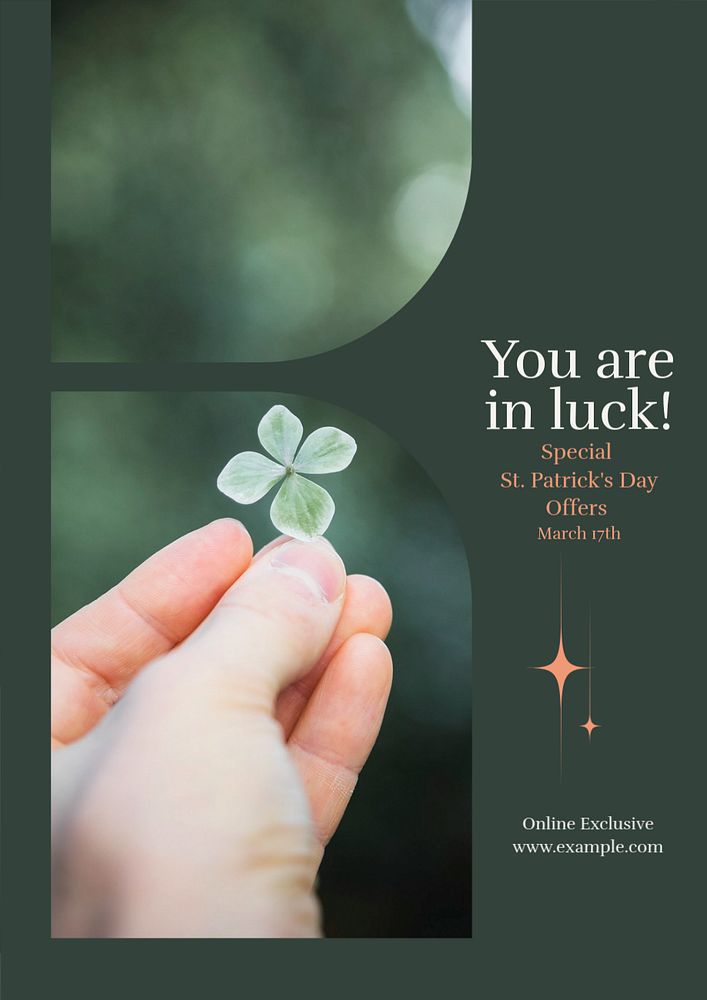 Lucky st.Patrick's sale poster template, editable text & design