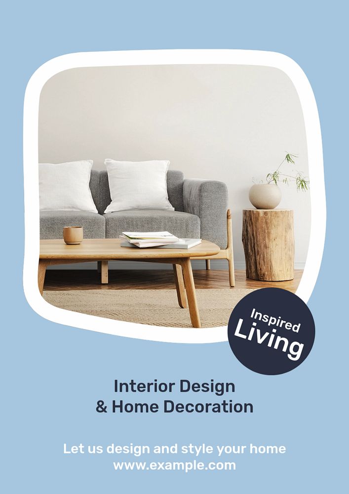 Interior design poster template, editable text & design