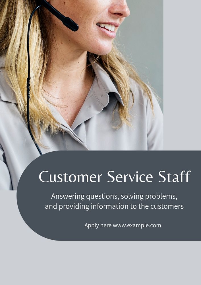 Customer service staff poster template, editable text & design