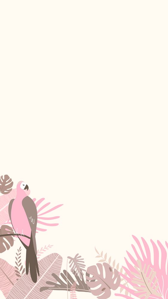 Pastel tropical parrot iPhone wallpaper, editable beige design