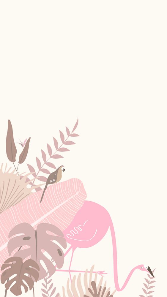 Pastel tropical bird iPhone wallpaper, editable beige design