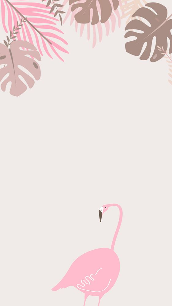 Pastel tropical bird iPhone wallpaper, editable beige design