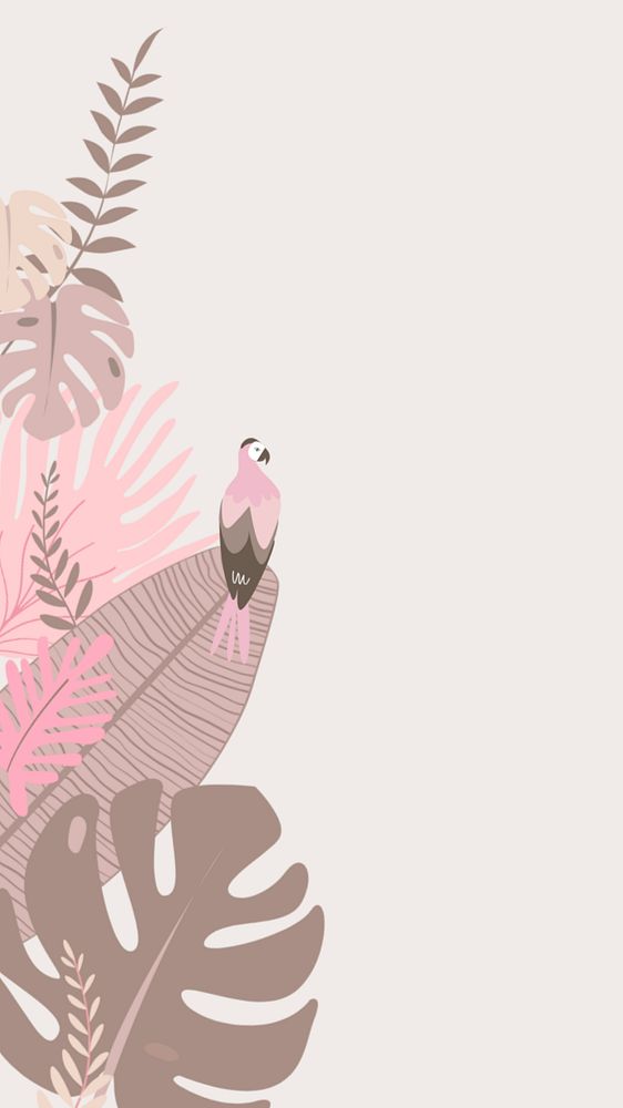 Pastel tropical parrot iPhone wallpaper, editable beige design