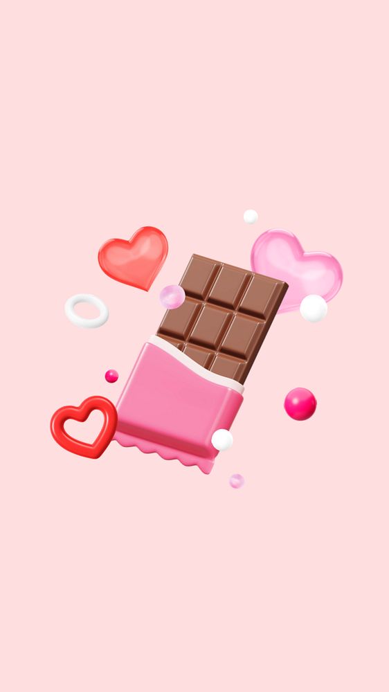 Valentine's chocolate bar iPhone wallpaper, 3D love remix, editable design