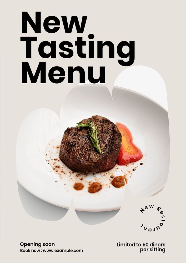 New menu testing poster template, editable text & design