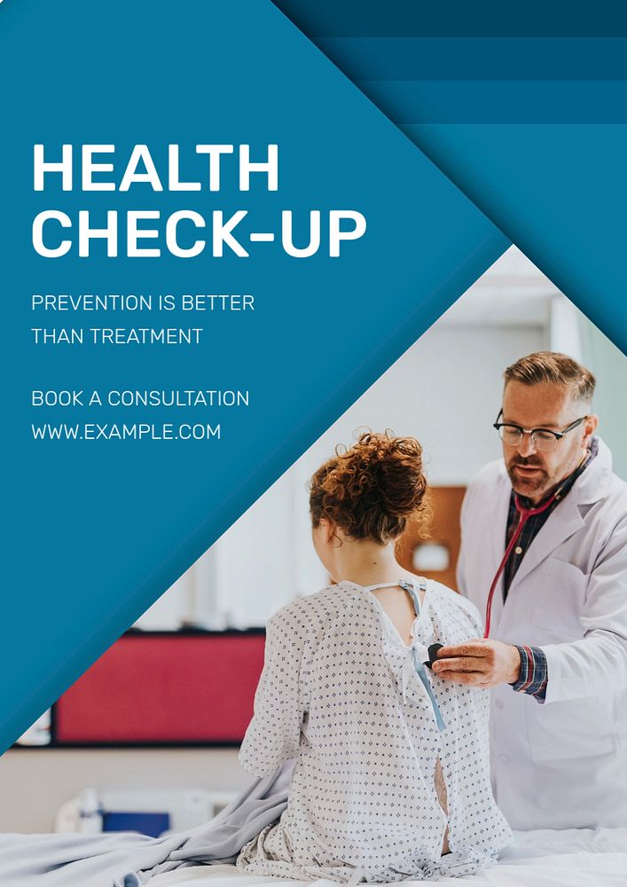 Health check-up poster template, editable text & design