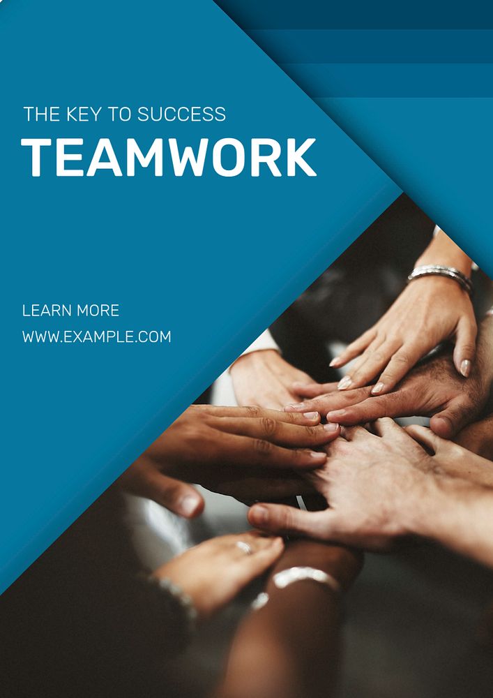 Teamwork poster template, editable text & design