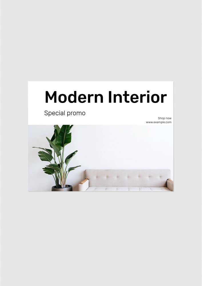 Modern interior poster template, editable text & design