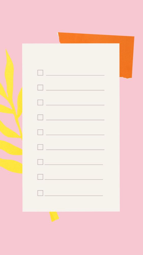 Simple phone wallpaper, pastel paper note with cute doodles