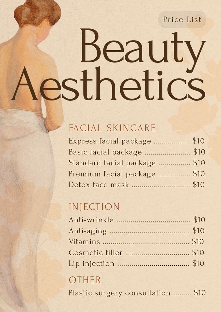 Beauty aesthetics poster template, editable text and design