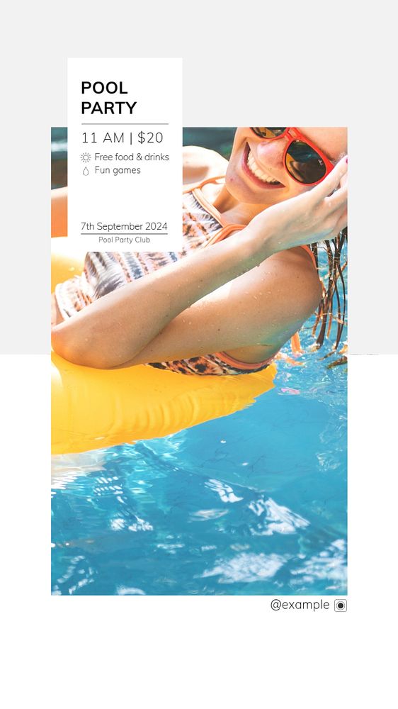 Pool party social story template, editable Instagram design