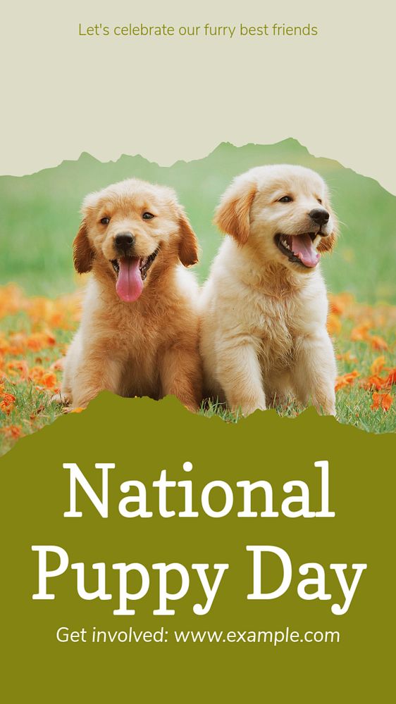 National puppy day social story template, editable Instagram design