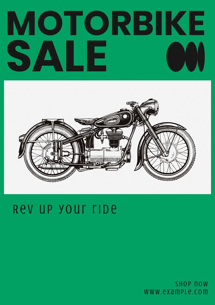 Motorbike sale poster template, editable text & design