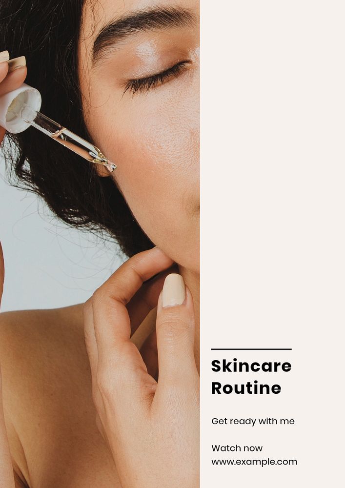 Skincare routine poster template, editable text & design