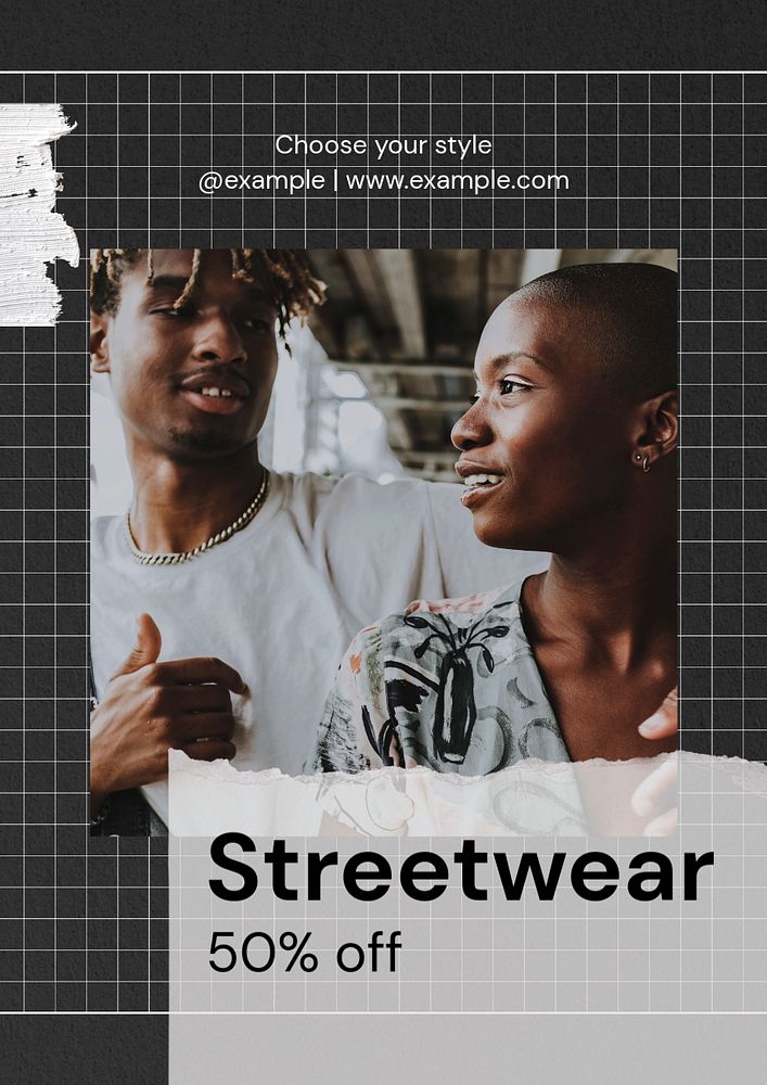 Streetwear sale poster template, editable text & design