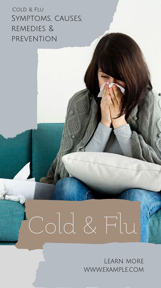 Cold and flu social story template, editable Instagram design