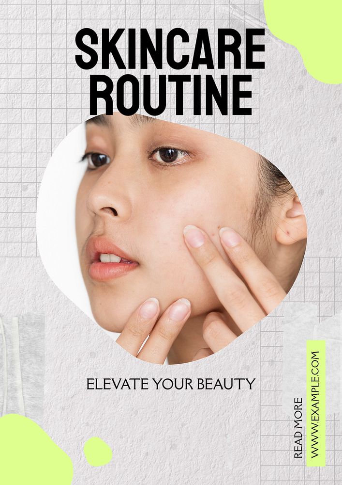 Skincare routine poster template, editable text & design