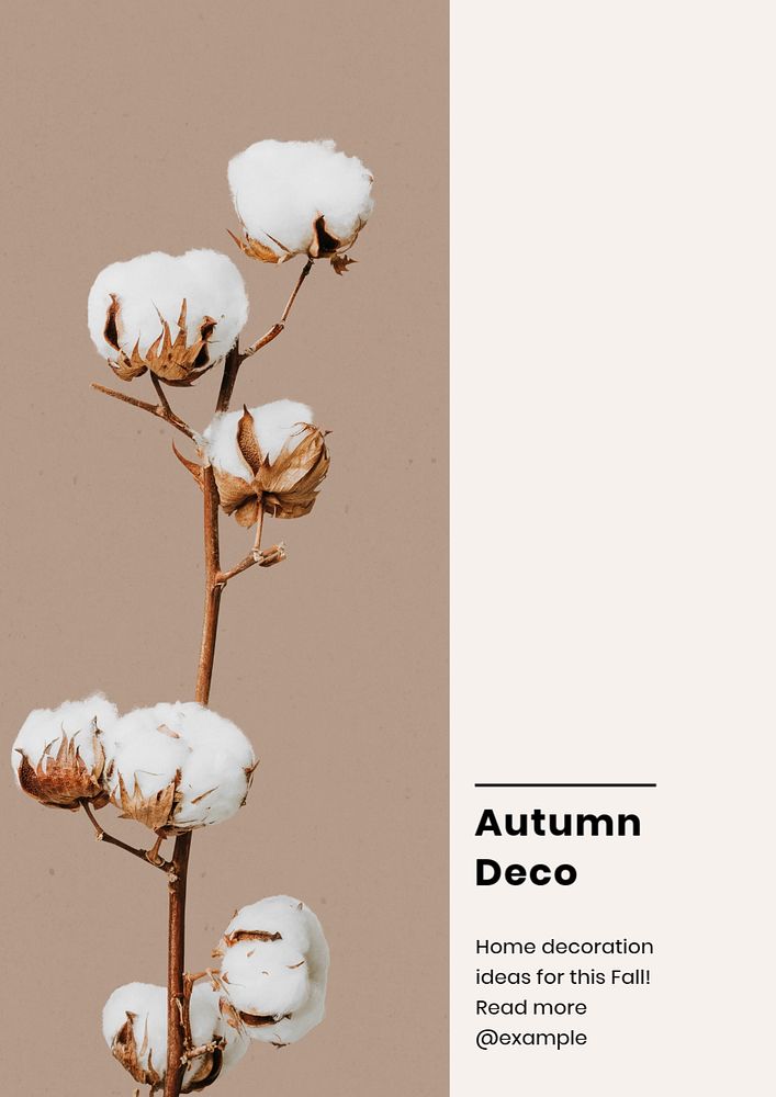 Autumn deco poster template, editable text & design