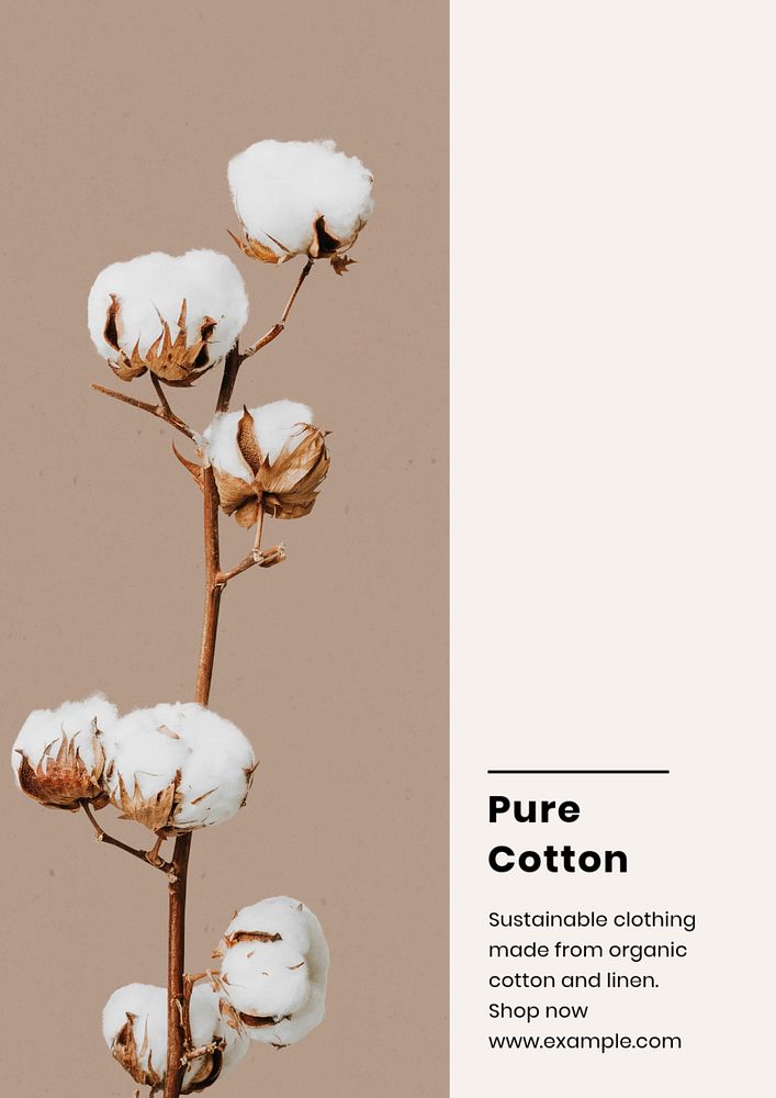 Cotton clothing poster template, editable text & design