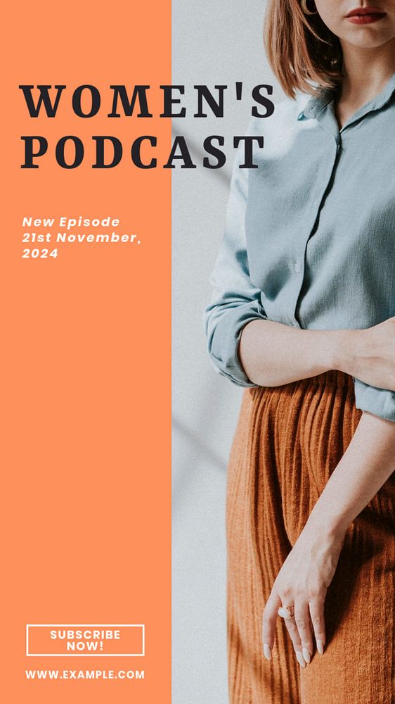 Women's podcast social story template, editable Instagram design