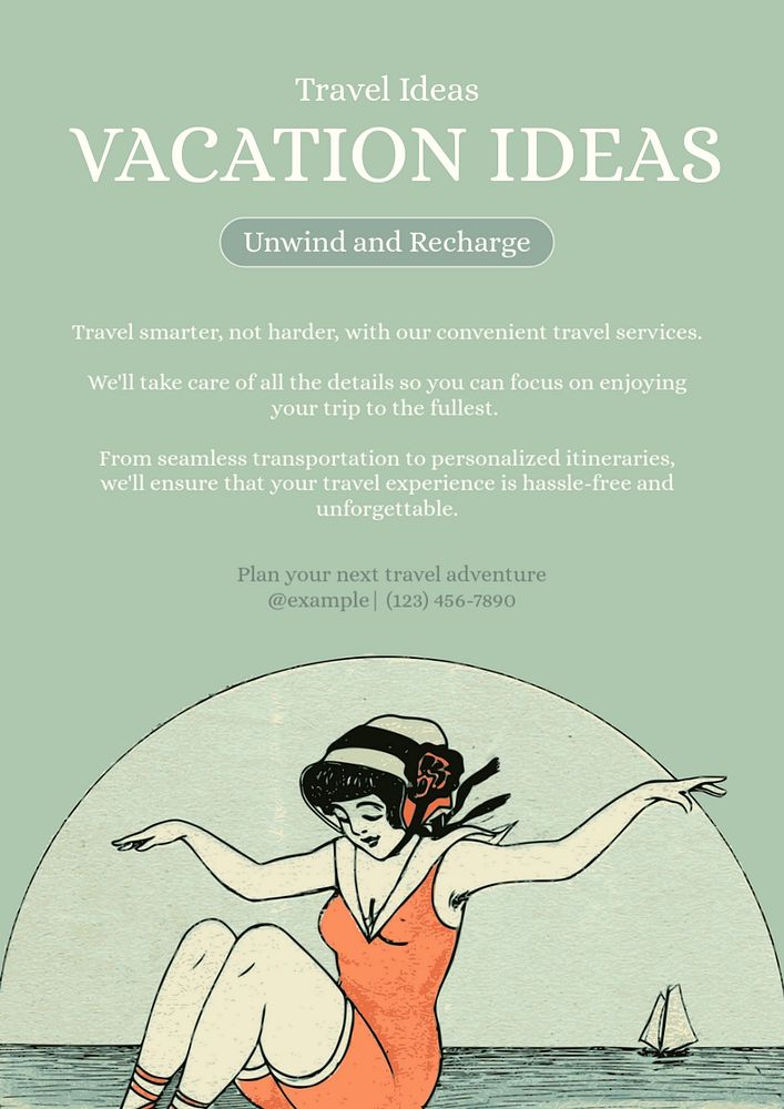 Vacation poster template, editable text and design