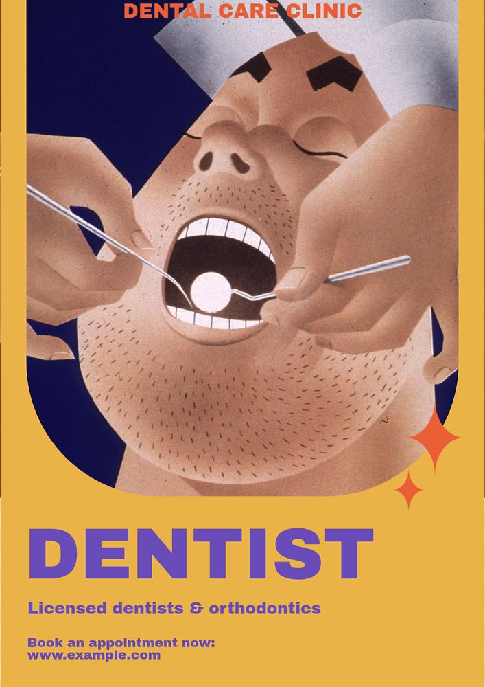 Dentist poster template, editable text & design