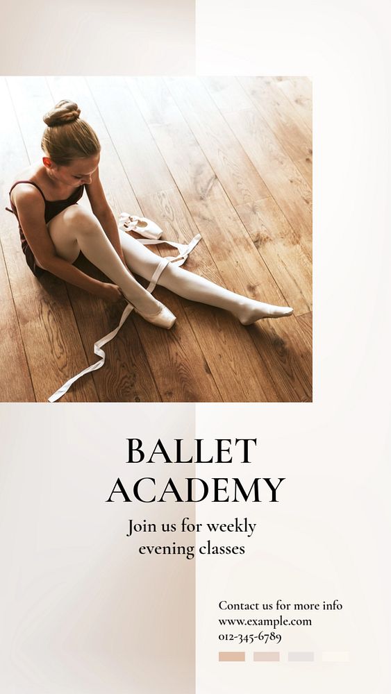 Ballet academy social story template, editable Instagram design