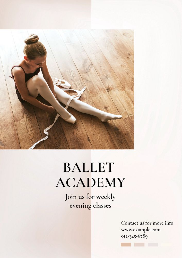 Ballet academy poster template, editable text & design