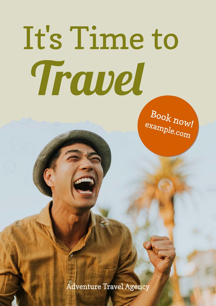 Travel agency poster template, editable text & design