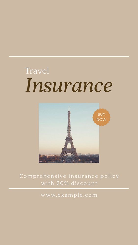 Travel insurance social story template, editable Instagram design