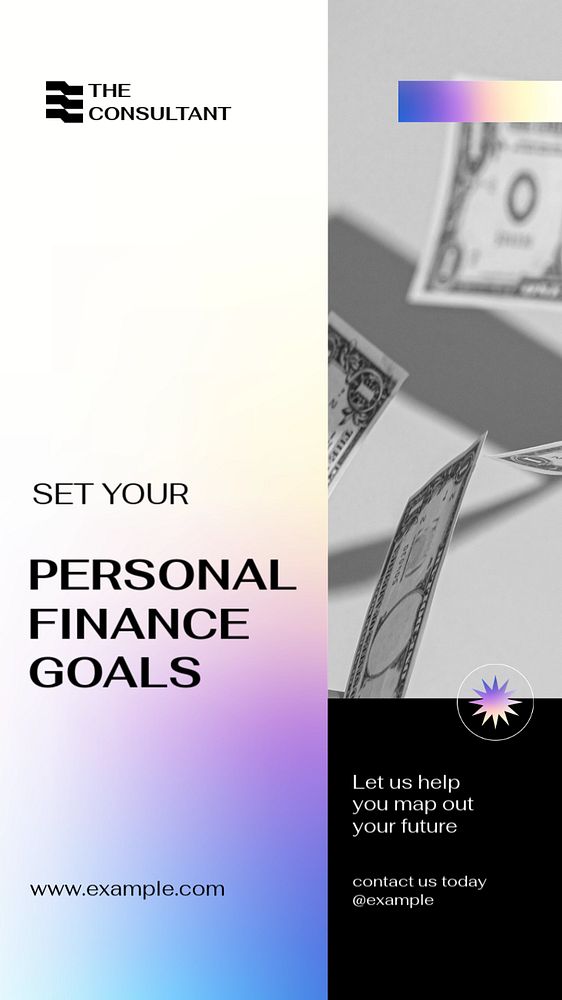 Personal finance goals social story template, editable Instagram design