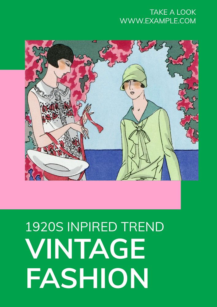 Vintage fashion poster template, editable text & design