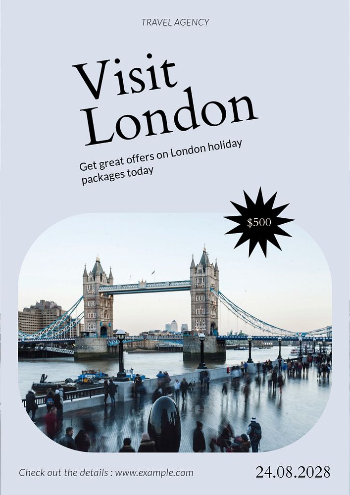 London holiday poster template, editable text & design