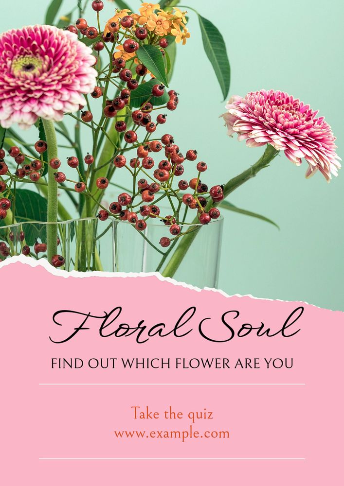 Flowers poster template, editable text & design