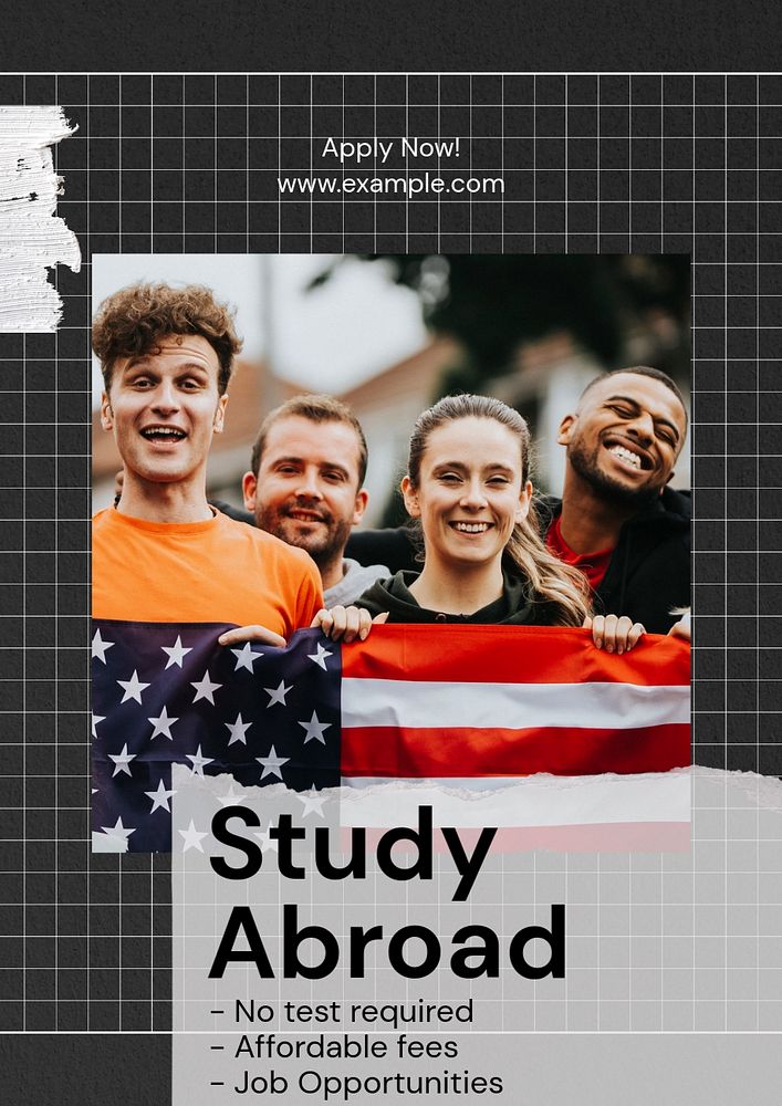 Study abroad poster template, editable text & design