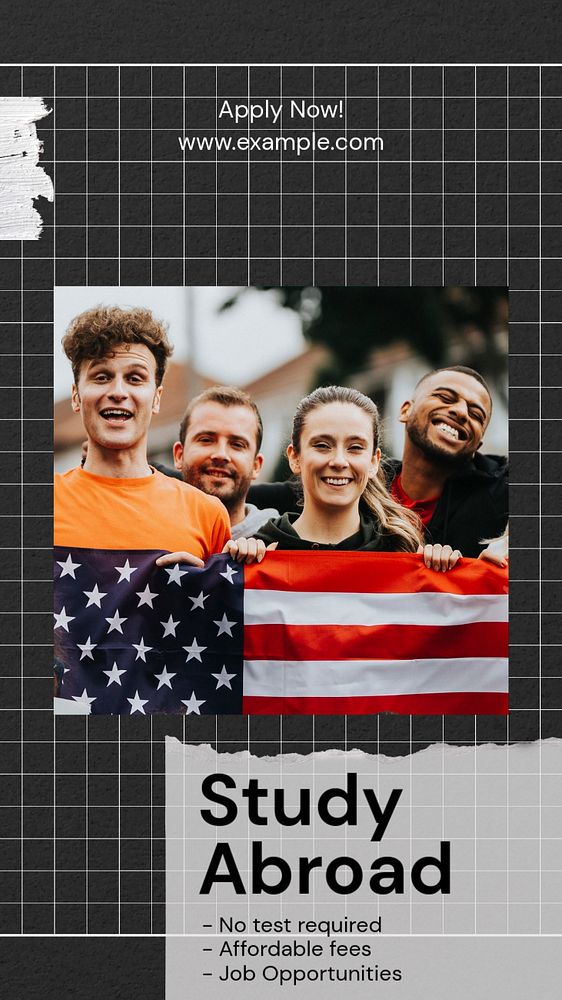 Study abroad social story template, editable Instagram design