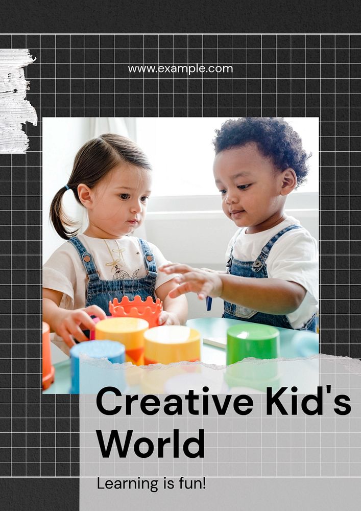 Creative kid poster template, editable text & design