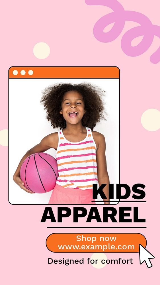 Kids apparel social story template, editable Instagram design