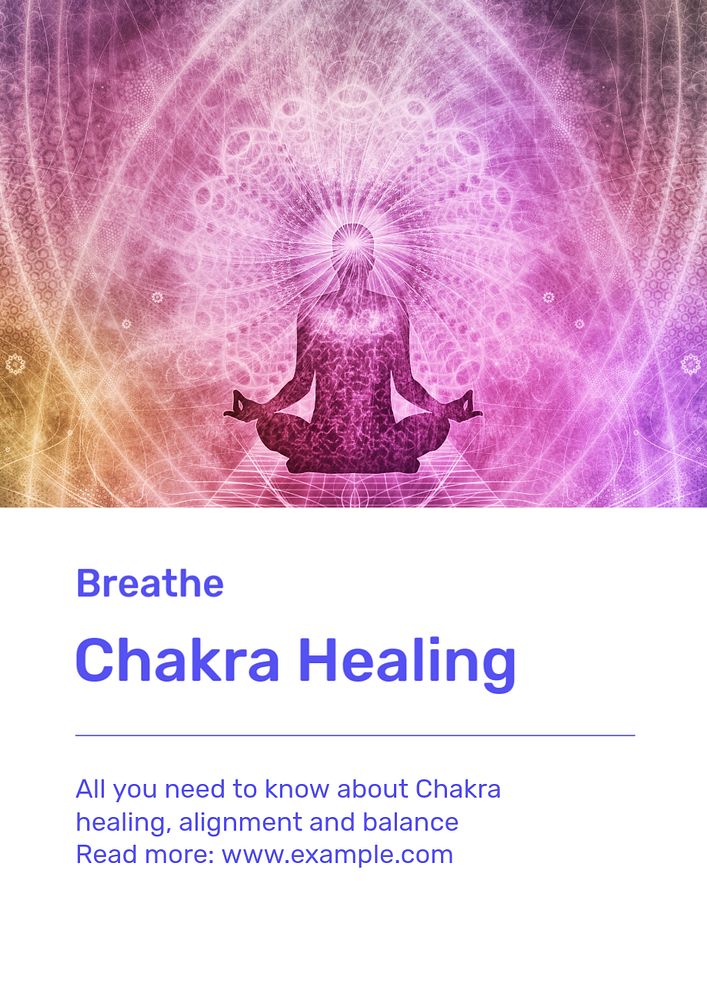 Chakra healing poster template, editable text & design