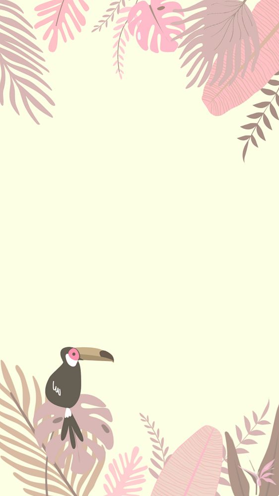 Pink pastel tropical iPhone wallpaper, editable yellow design