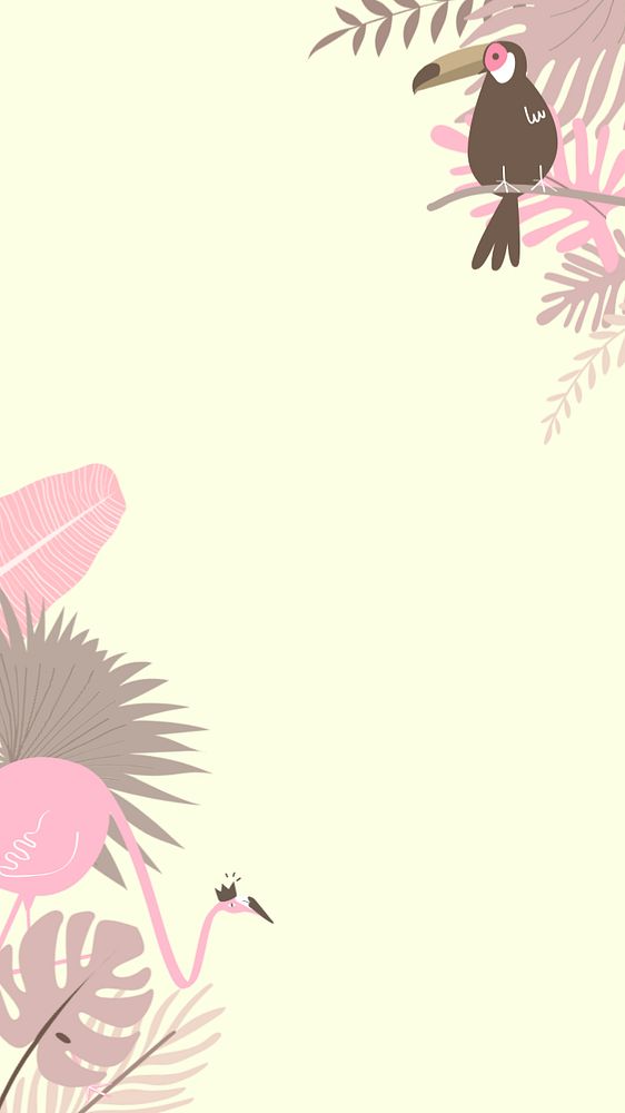 Pastel tropical bird iPhone wallpaper, editable yellow design