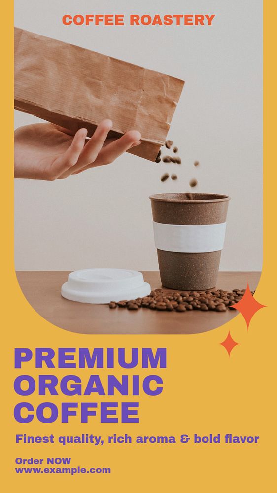 Premium organic coffee social story template, editable Instagram design