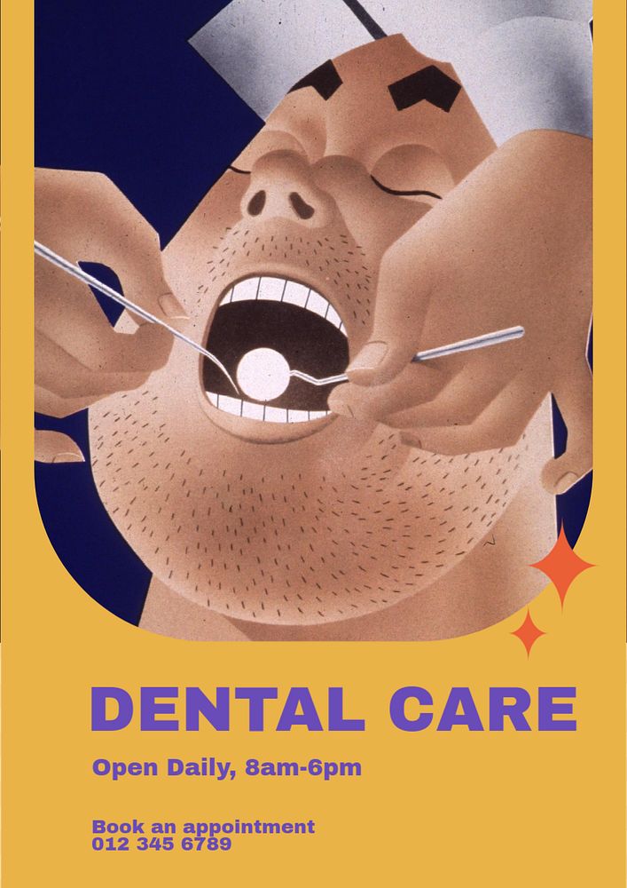 Dental care poster template, editable text & design