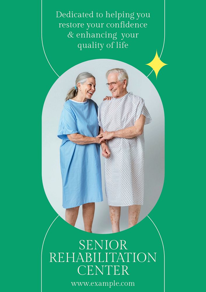 Senior rehabilitation poster template, editable text & design