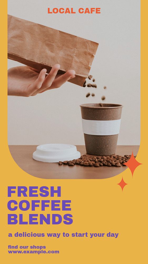 Fresh coffee blends social story template, editable Instagram design